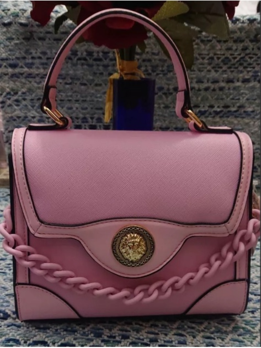 Aldo Medusa Style Pink Top-Handle Chain Bag